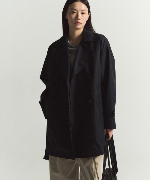 Trench Half Coat Dark Navy