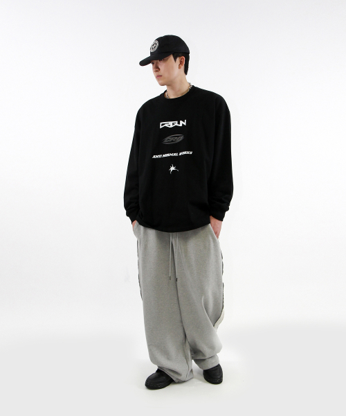 System Logo Tee Max Over Fit Лонгслив, Black