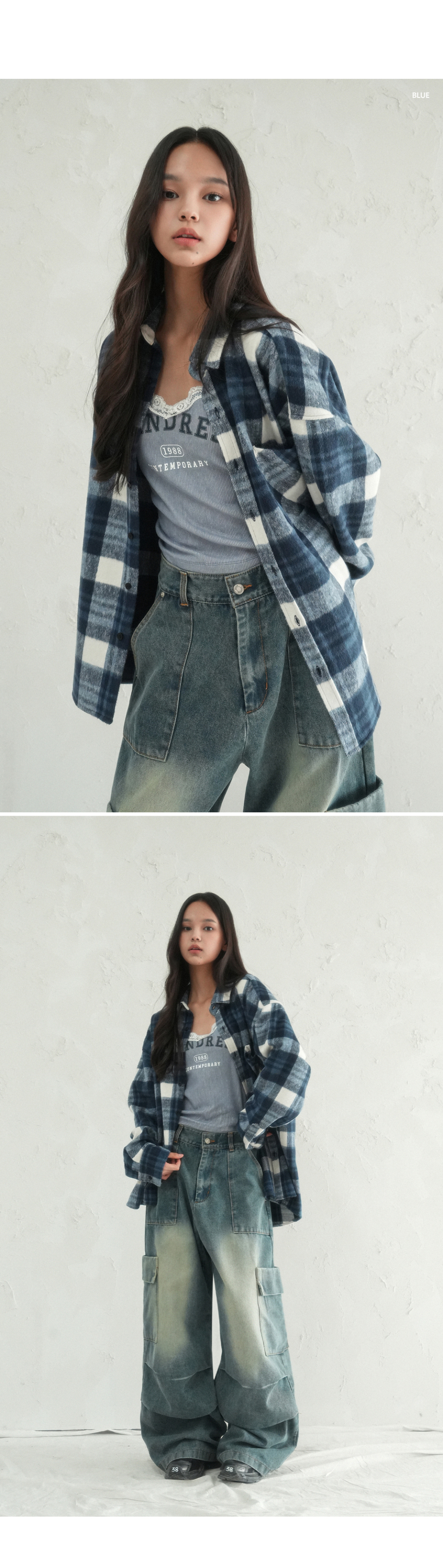 MUSINSA | AVANDRESS Accent Back String Pants BLUE