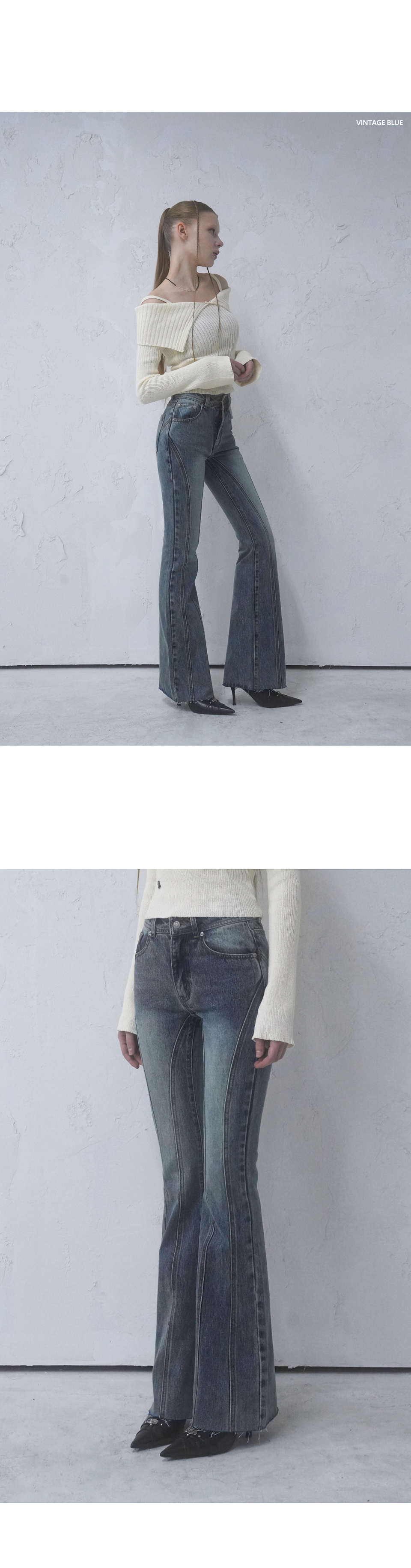 MUSINSA | AVANDRESS Thin Bootscut Pants LIGHT BLUE