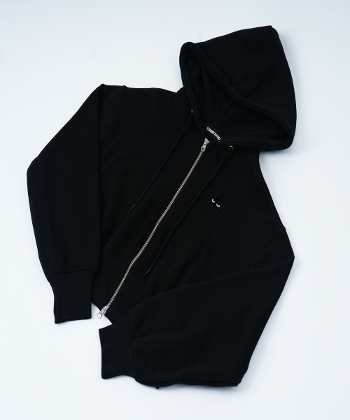 Укороченный худи на двухсторонней молнии (Black)