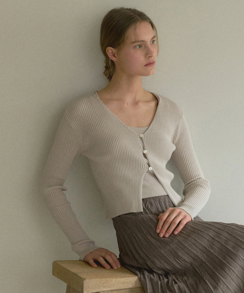 рубчатый кнопка CARDIGAN_3COLOR