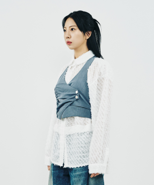 UNBLANCE SHIRRING VEST_BL