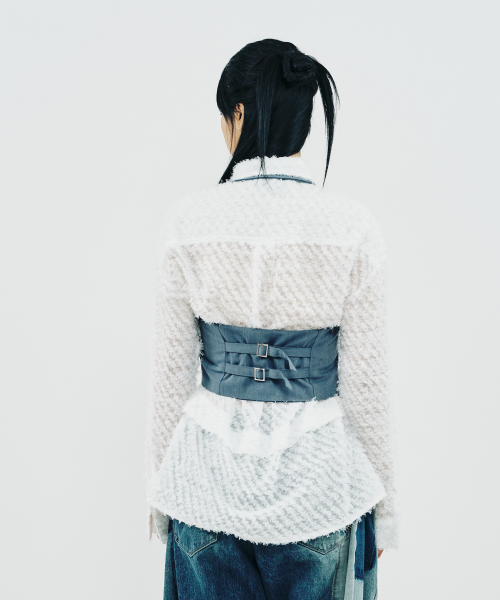 UNBLANCE SHIRRING VEST_BL