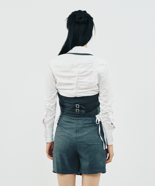 UNBLANCE SHIRRING VEST_GR