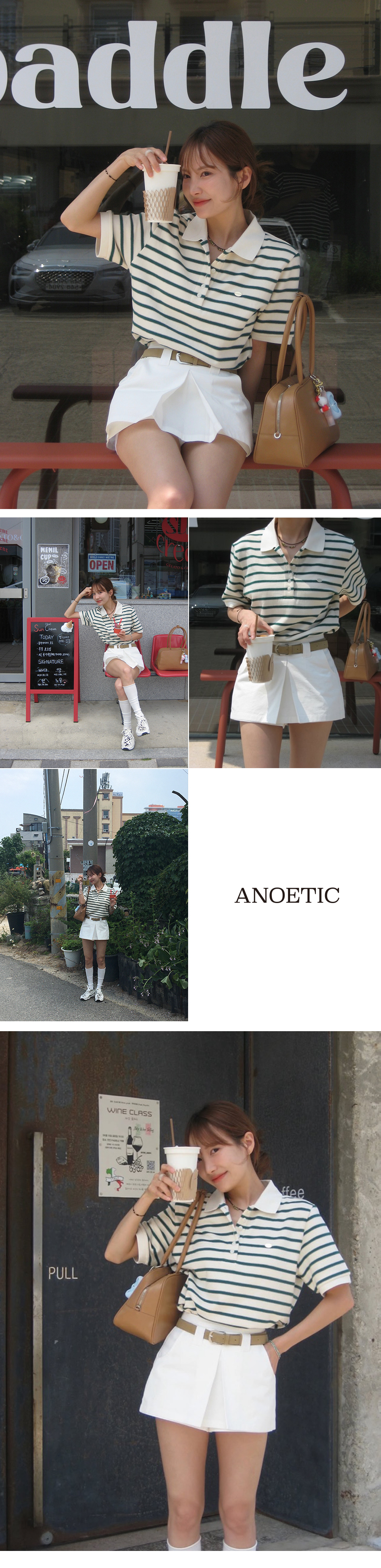 【ANOETIC】ANC STRIPE RUGBY HALF T-SHIRT_IVORY ☆送料無料☆ 아노에틱(ANOETIC) ANC STRIPE RUGBY HALF T-SHIRT_IVORY