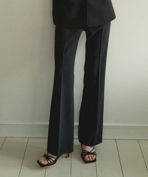 FLARE LINE STRECH PANTS_BLACK