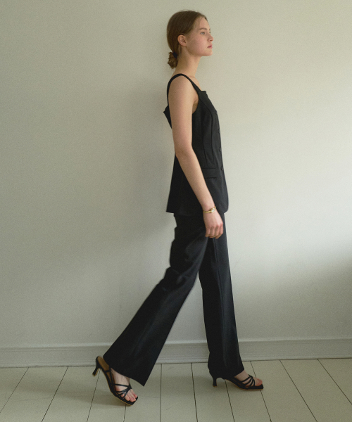 FLARE LINE STRECH PANTS_BLACK