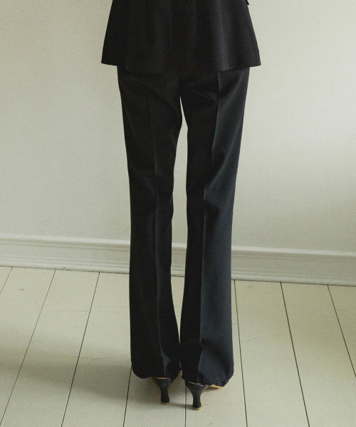 FLARE LINE STRECH PANTS_BLACK