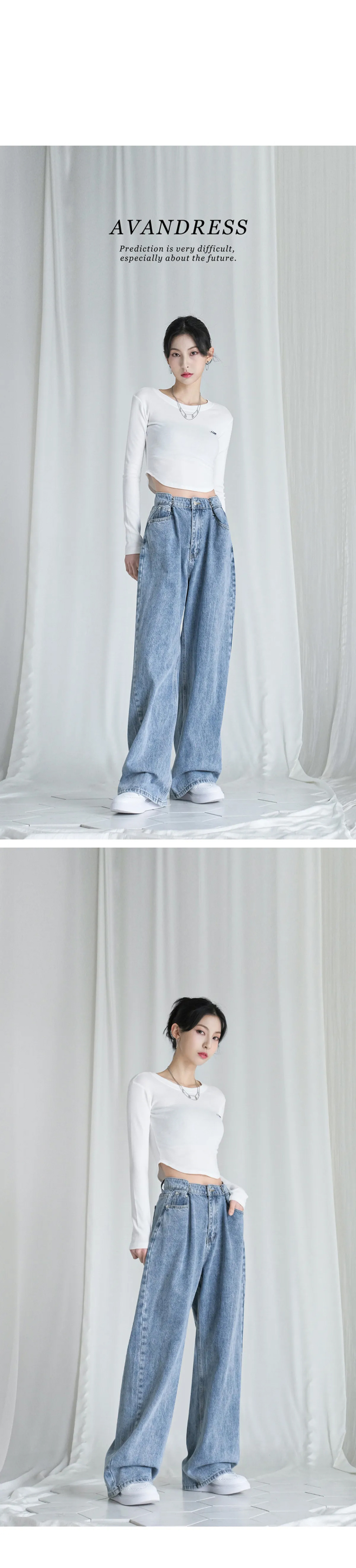 ☆AVANDRESS☆ BUCKLE WIDE DENIM PANTS WASHING LIGHT BLUE AD4 AVANDRESS) MARK同款BUCKLE WIDE DENIM PANTS | 2color