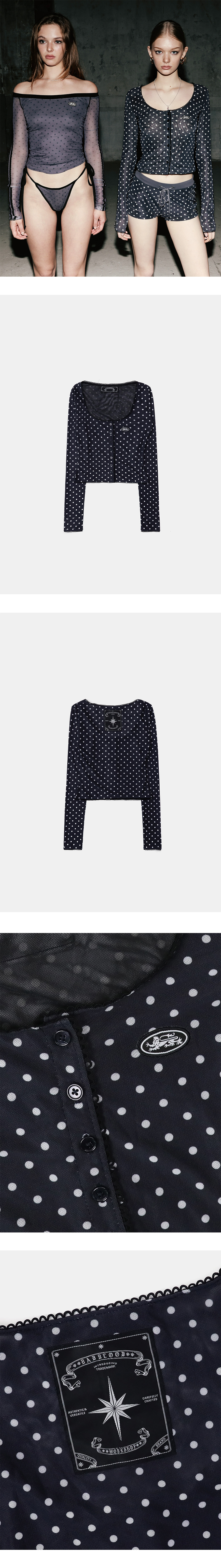BADBLOOD ♥ Splash Dot Round Cardigan /追跡付 MUSINSA公式 | BADBLOOD [AQUA] Splash Dot Round Cardigan - Navy