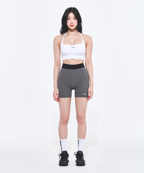REFLECTIVE OUT BAND POCKET 3.5 BIKER SHORTS [CHARCOAL]