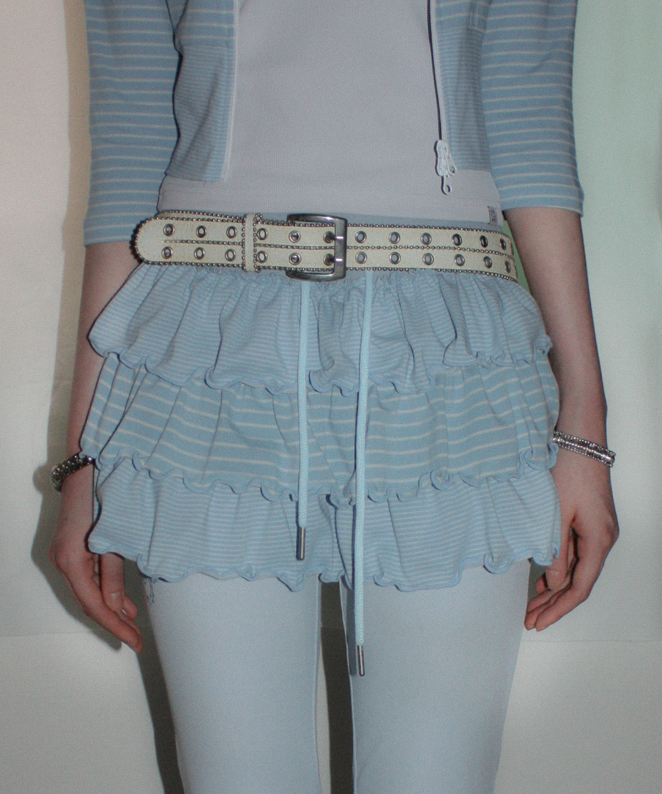 MUSINSA公式 | EESSAY STRIPED CANCAN SKIRT - SKY BLUE