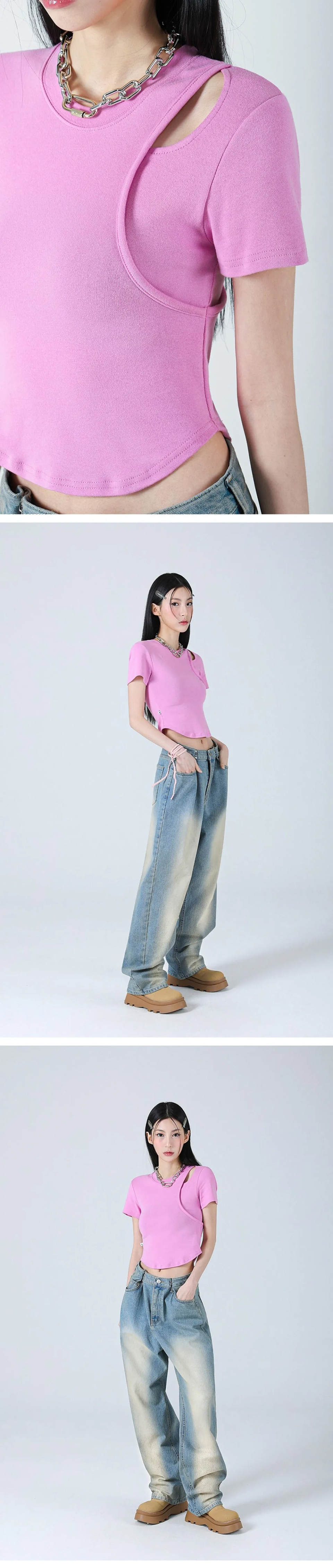 AVANDRESS★韓国★人気★hole-cut crop tee 5色/追跡あり Wo's Faded Crop Tee | 4062FS - AS Colour US