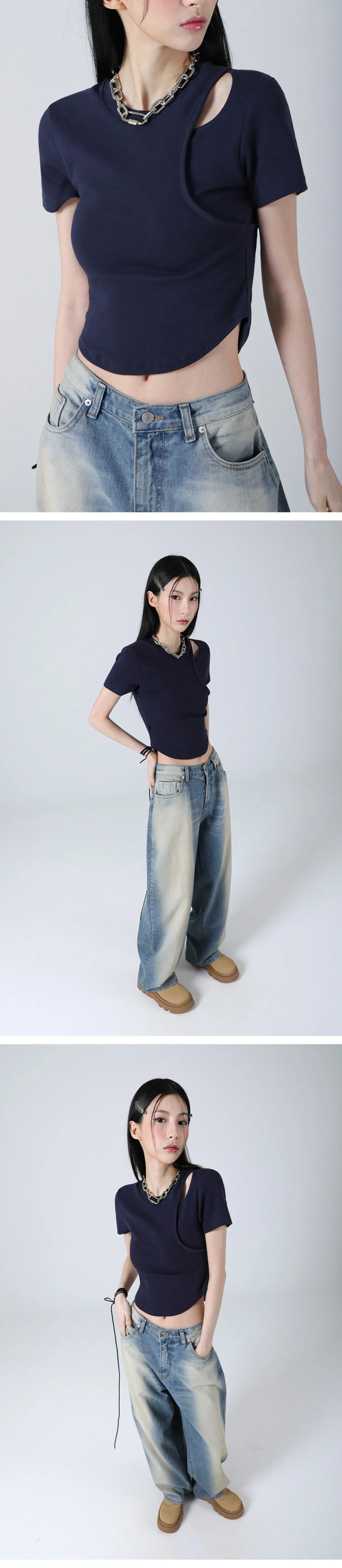 AVANDRESS★韓国★人気★hole-cut crop tee 5色/追跡あり Wo's Faded Crop Tee | 4062FS - AS Colour US