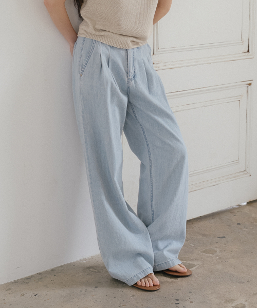 Textured washing classic denim pants TISU01DP02_Light Blue