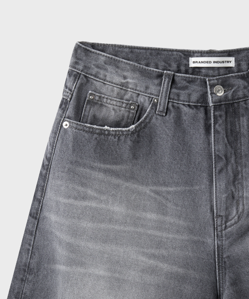 LARGE BERMUDA DENIM SHORTS [WASHED GRAY]