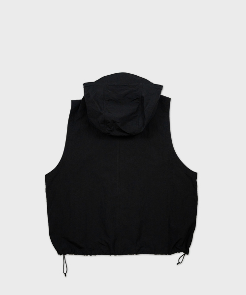 Нейлоновый жилет с капюшоном рипстоп - BLACK