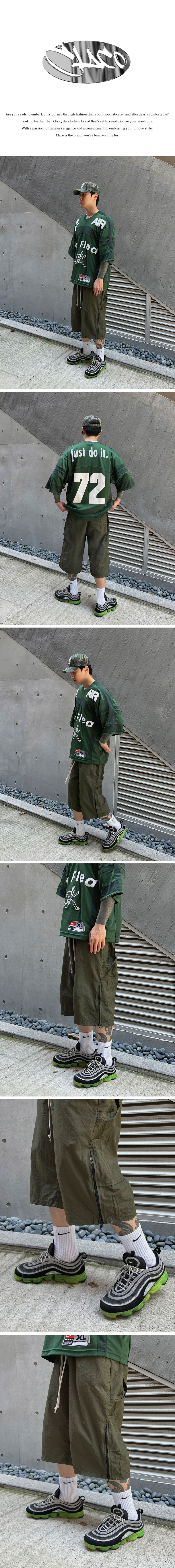 MUSINSA | CLACO Nylon Side Zipper Carpenter Bermuda Pants