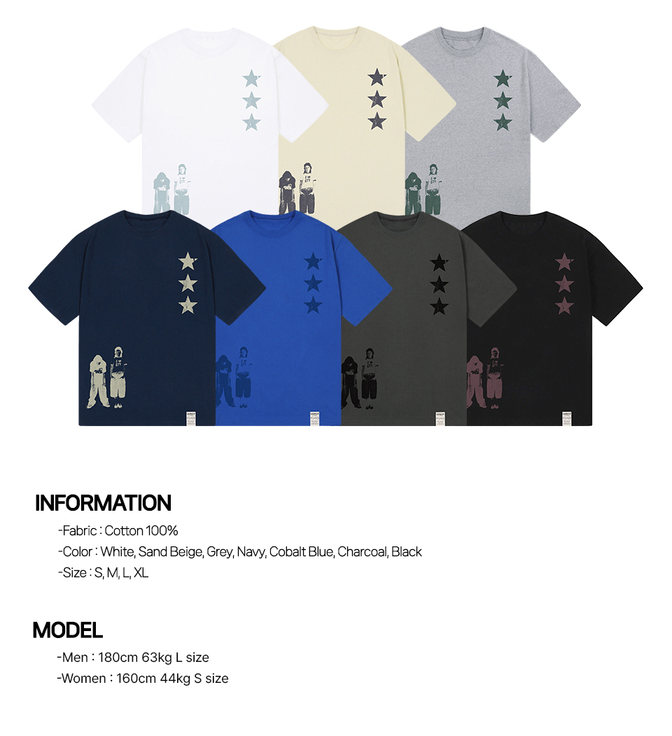 MUSINSA | GRAVER [UNISEX]STAR3 Short Sleeve T-shirt_7 colors