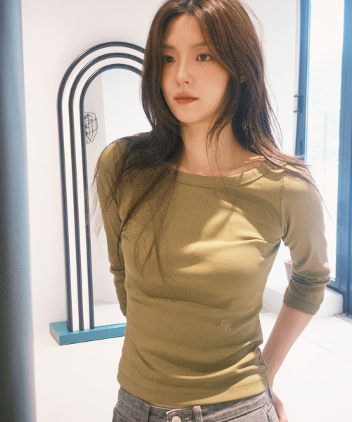 COTTON BOATNECK LONG SLEEVE T SHIRT(Trend)_4COLORS