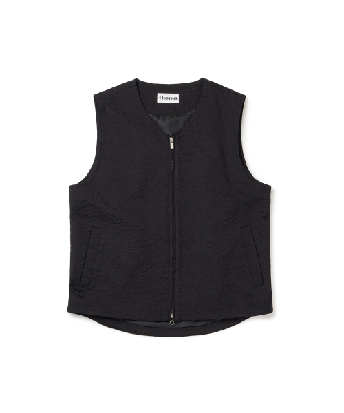 flower jacquard belted vest_man (black)