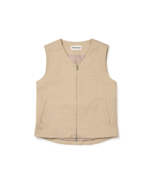 flower jacquard belted vest_woman (beige)