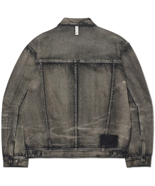 WASHED DENIM TRUCKER JACKET - WASHED BLACK