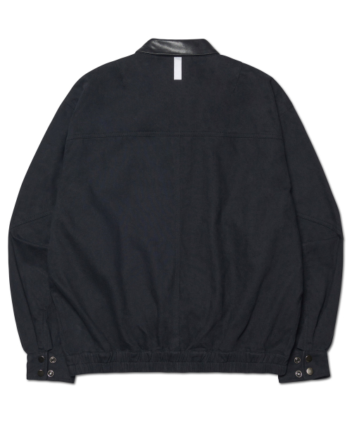 VINTAGE LEATHER COLLAR WORK JACKET - WASHED BLACK