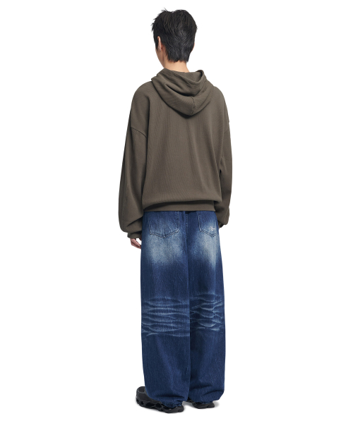 NM WAFFLE HOODED ZIP-UP - CHARCOAL