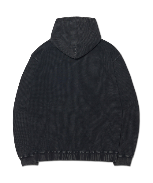 VINTAGE WAFFLE HOODED ZIP-UP - WASHED BLACK