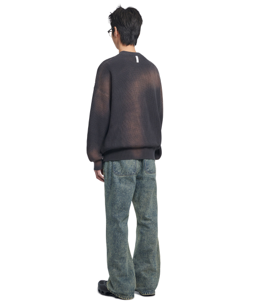 SPRAY DYEING KNIT ZIP-UP - CHARCOAL
