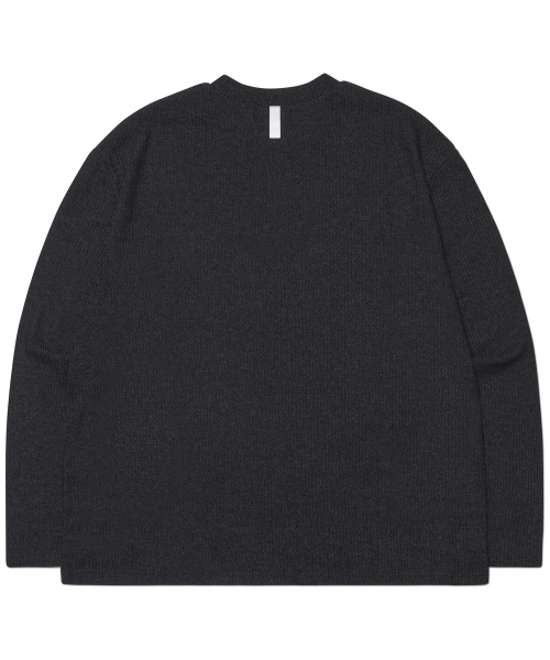 HENLEY NECK KNIT LONG SLEEVE - BLACK