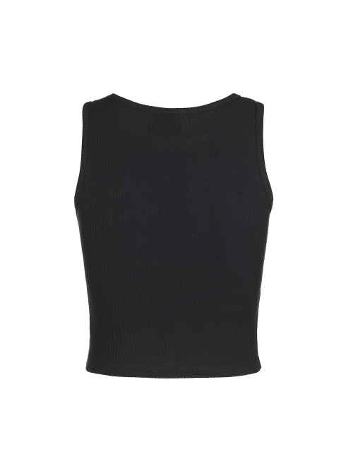 (W) CHEST METAL LOGO SLEEVELESS_BLACK