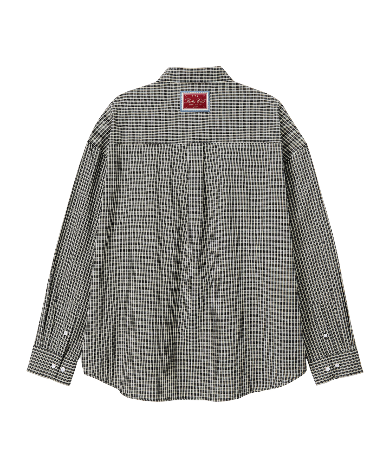 Oversized Connie Check Shirt-Black