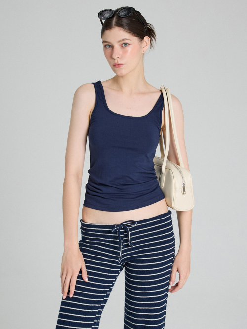 Deep squaer back tank - navy