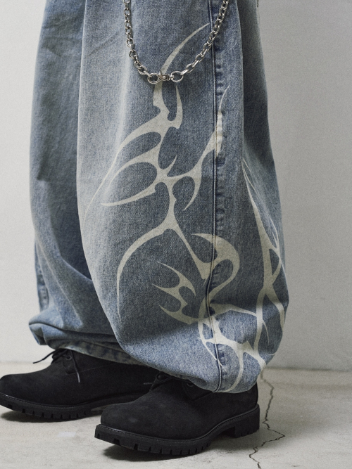 FLAME ARTWORK WIDE DENIM_BLUE