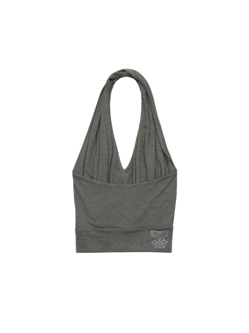 DRAPED HALTER NECK TOP KHAKI