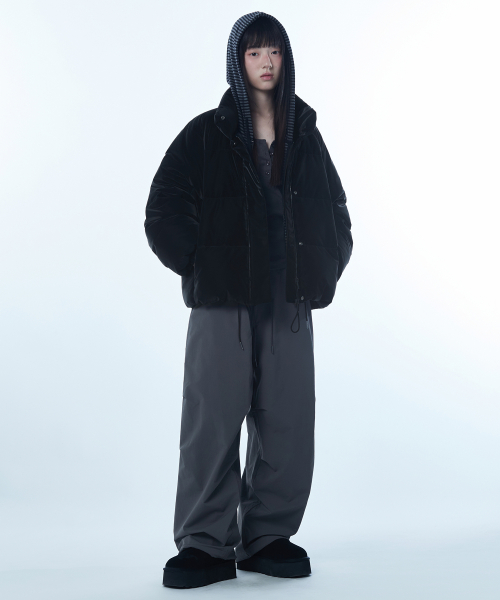 Женская ежедневная короткая стёганая куртка Puffer бархатная, Black