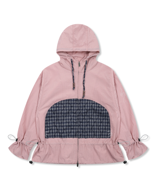 Ветровка из рипстопа WXJ029 Hinata в клетку (VINTAGE PINK)
