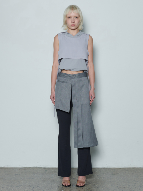 LAYERED HOODIE VEST_TR GREY