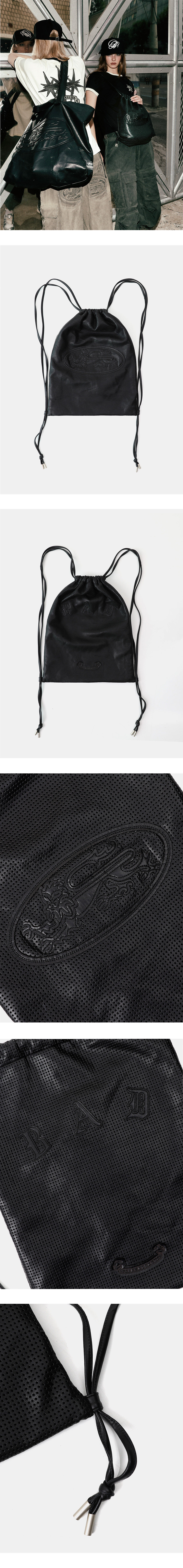 ★BADBLOOD★ Perforated Leather Gym Sack Black MUSINSA | BADBLOOD Perforated Leather Gym Sack - Black