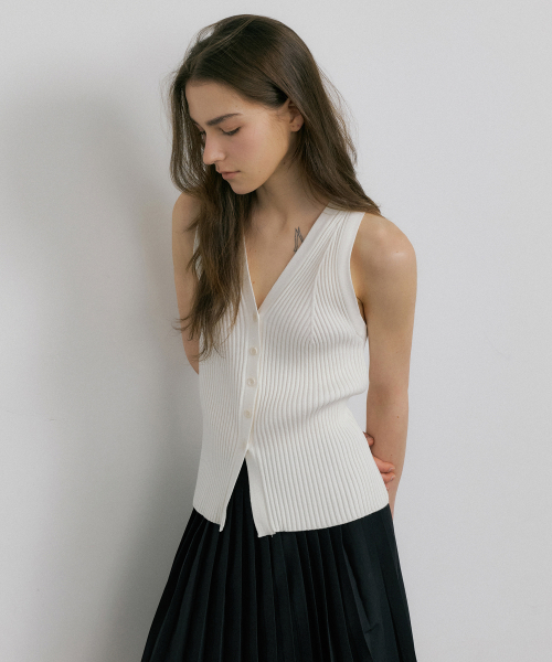 HALTER RIBBED KNIT VEST_2COLOR