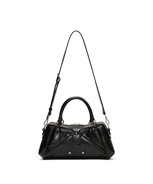 Faux Leather Mini M.O.S Bag, BLACK