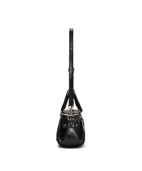 Faux Leather Mini M.O.S Bag, BLACK