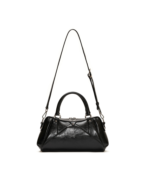 Faux Leather Mini M.O.S Bag, BLACK
