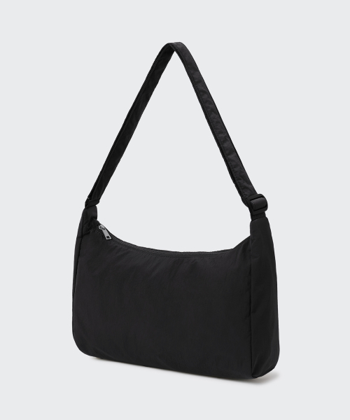 CRINKLE SQUARE MINI HOBO CROSS BAG [BLACK]