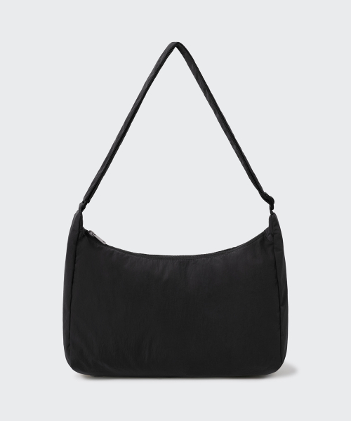 CRINKLE SQUARE MINI HOBO CROSS BAG [BLACK]