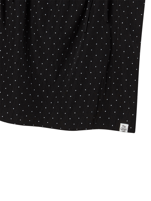 Dot Crunch Ribbon Sleeveless Top [Black]