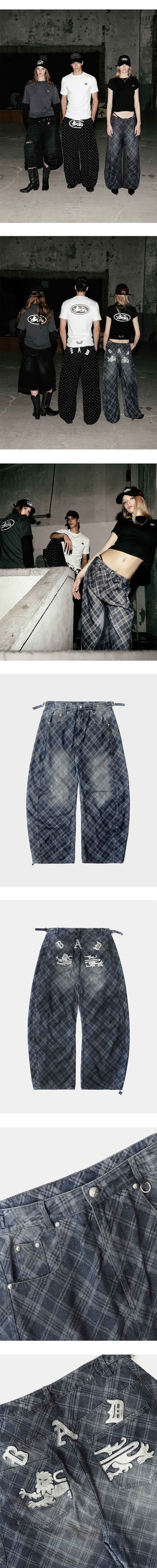 MUSINSA公式 | BADBLOOD Lion Patch Washed Barrel Pants - Blue MUSINSA公式 | BADBLOOD Lion Patch Washed Barrel Pants - Blue